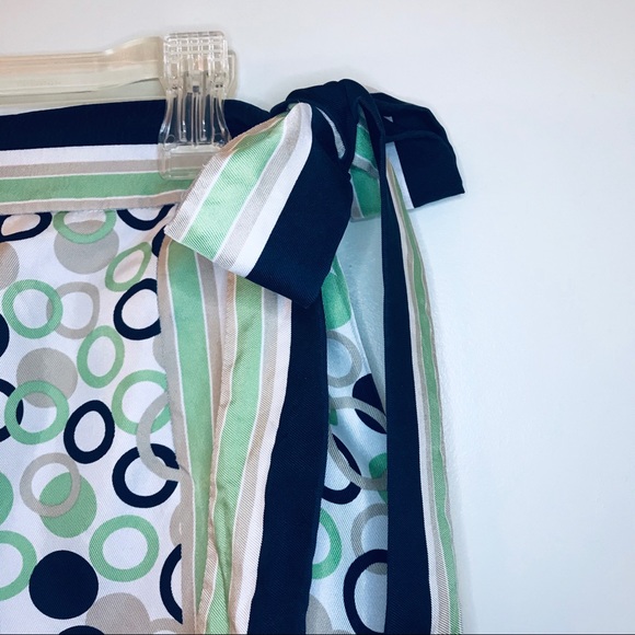 Talbots Silk Green and Navy Polka Dot Skirt - Picture 4 of 9